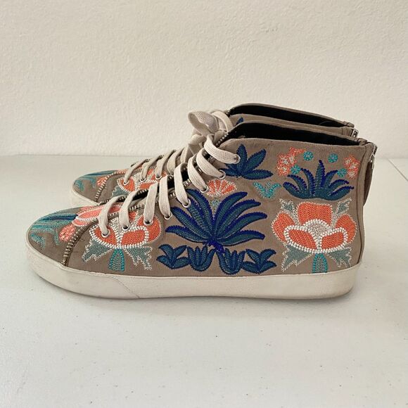 Rebecca Minkoff Zaina Womens‎ Embroidered Suede Sneaker Hi Top Size 10M Floral - Picture 6 of 12